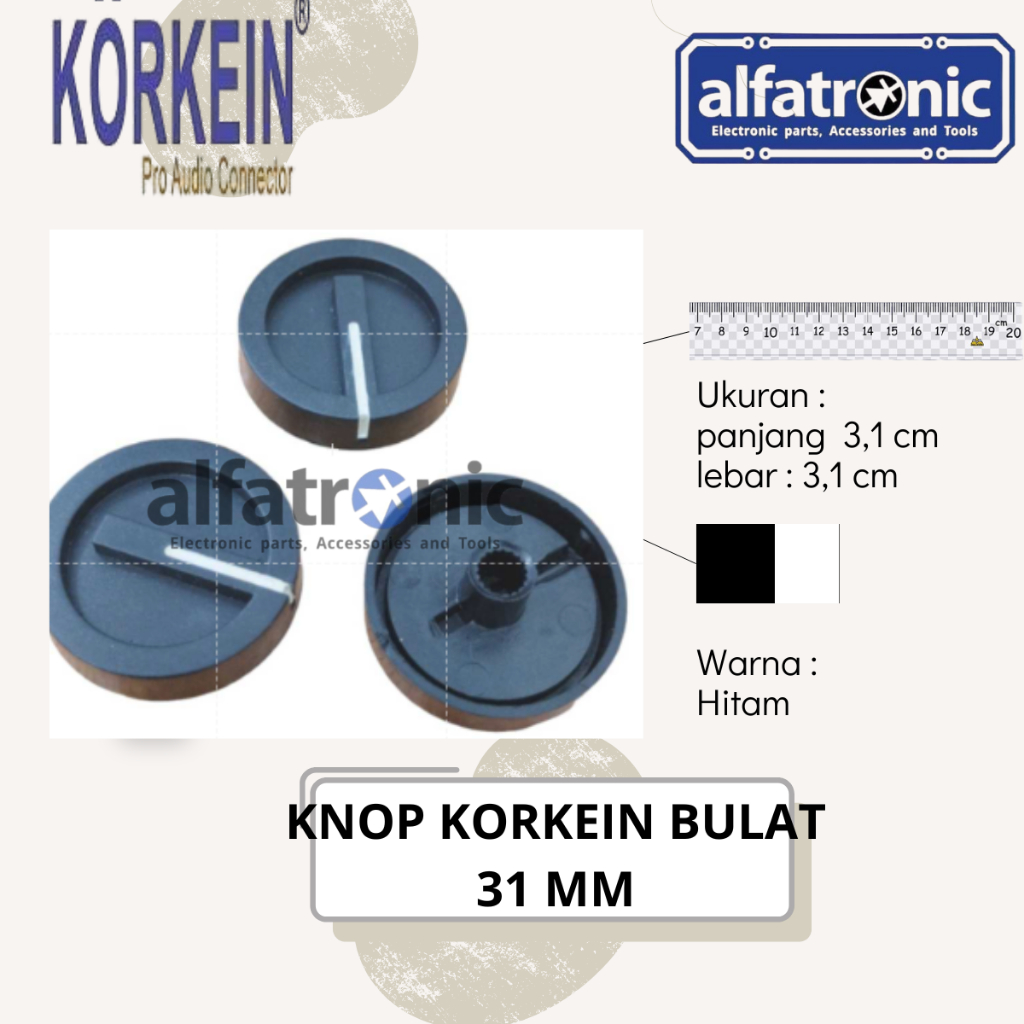 KNOP KORKEIN BULAT 31 MM HITAM / KNOP CA Box CA PLAT CA KNOP BULAT HITAM - 1