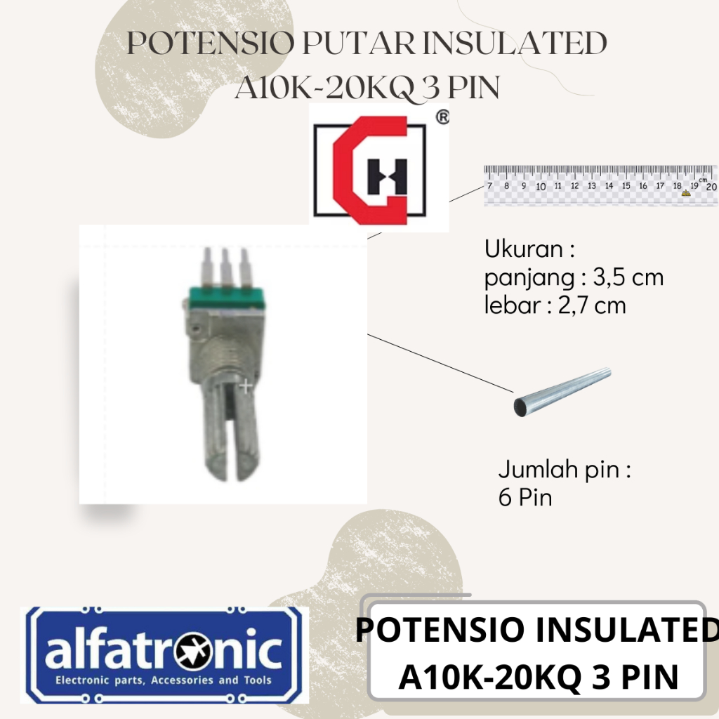 POTENSIO PUTAR INSULATED GH RV097NHA-A10K-20KQ-7M 3PIN STDR
