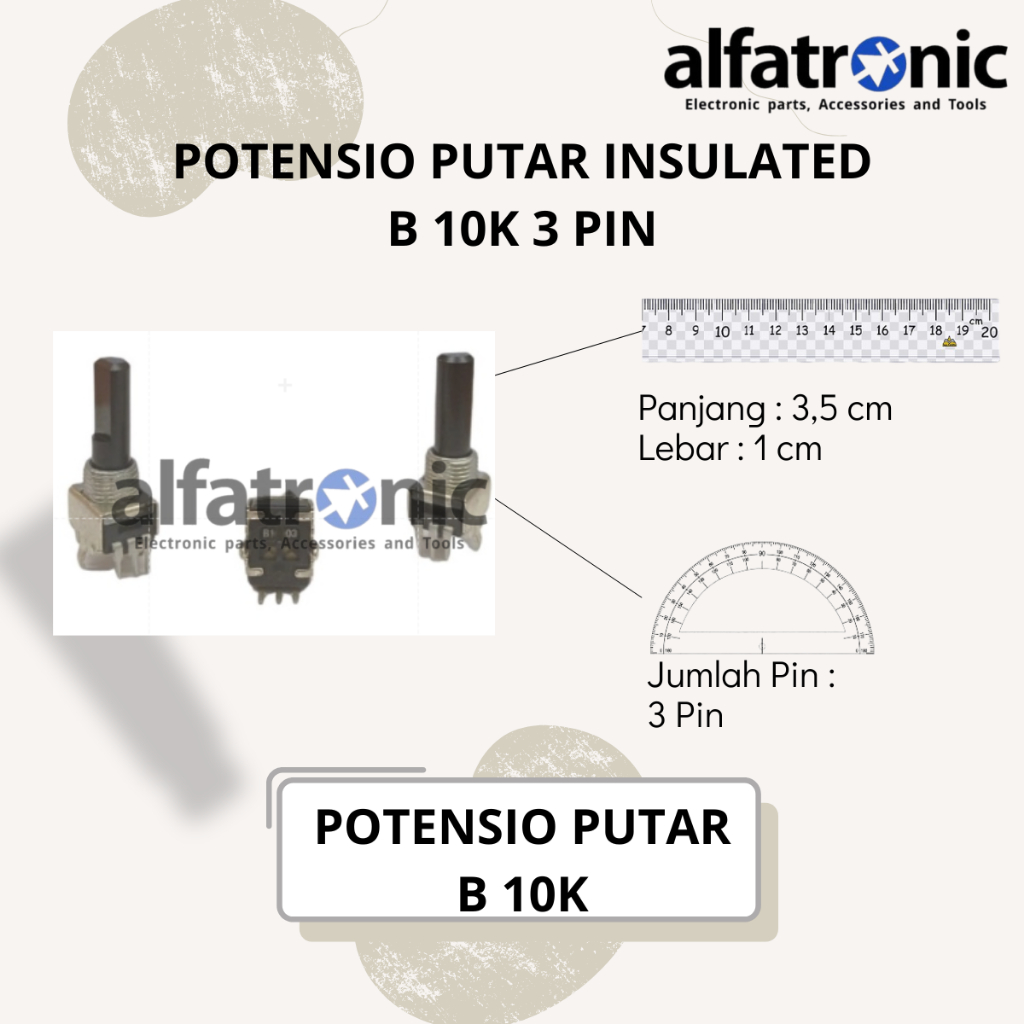 POTENSIO PUTAR INSULATED GH B10K 21F 3 PIN DRAT - 1