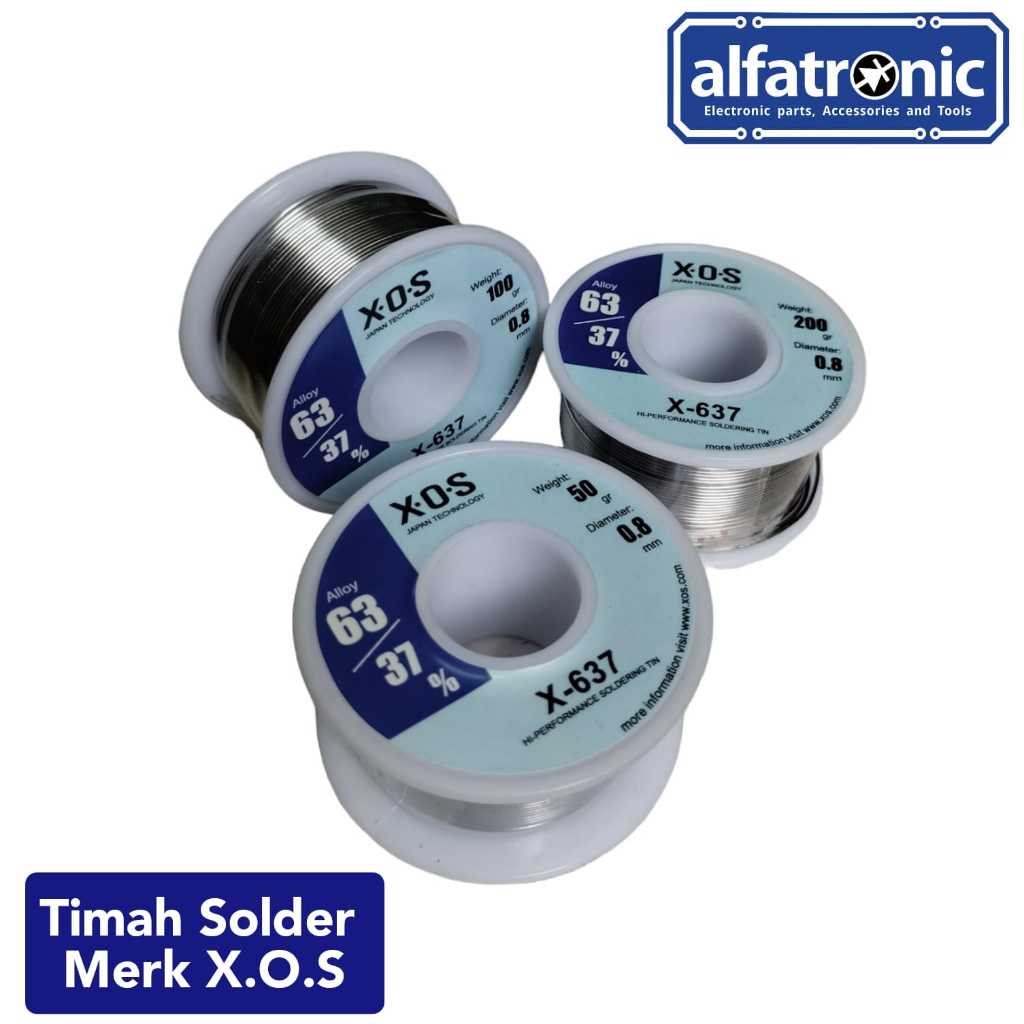 TIMAH SOLDER Merk X.O.S X-637 DIAMETER 0,8MM Ukuran Berat 200 gram - 1