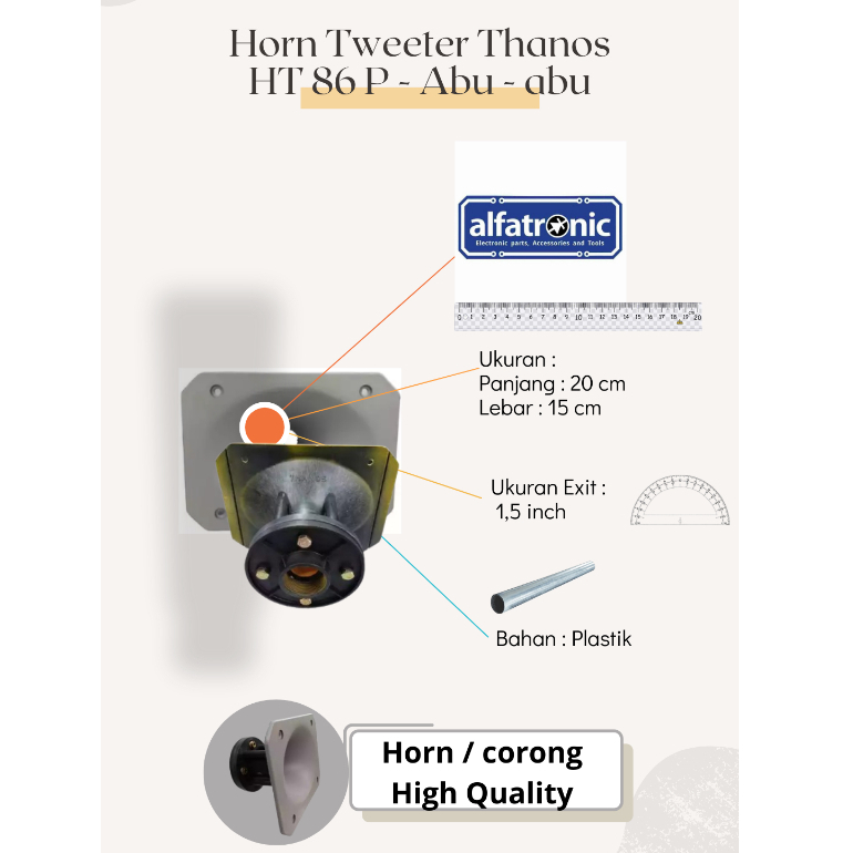 HORN TWETER THANOS HT 86P ABU-ABU UKURAN 15x20 CM - 1