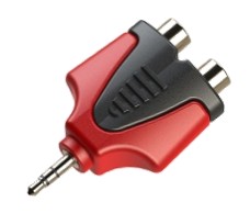 JACK SAMBUNG MERK ROXTONE RPAN350 - 2x RCA FEMALE TO 3.5 MINI AUX MALE - 1