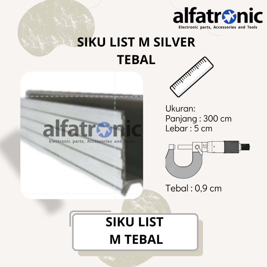 Siku List M Silver (Tebal) Aluminium for Hardcase Box Siku hardcase List U Accesoris Hardcase Per 3M BISA REQUEST UKURAN SAMPAI MAKSIMAL POTONG 1 Meter - 1