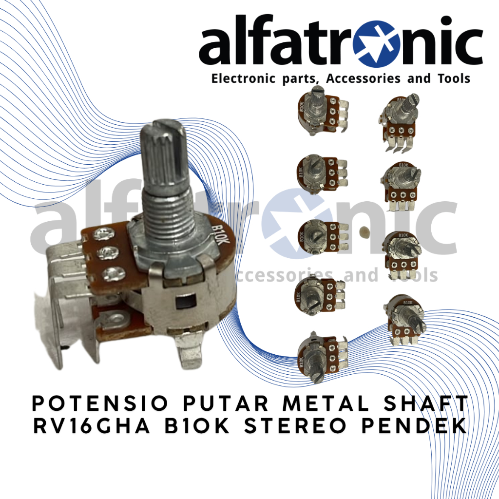 POTENSIO PUTAR METAL SHAFT GH RV16GHA B10K STEREO 6 PIN