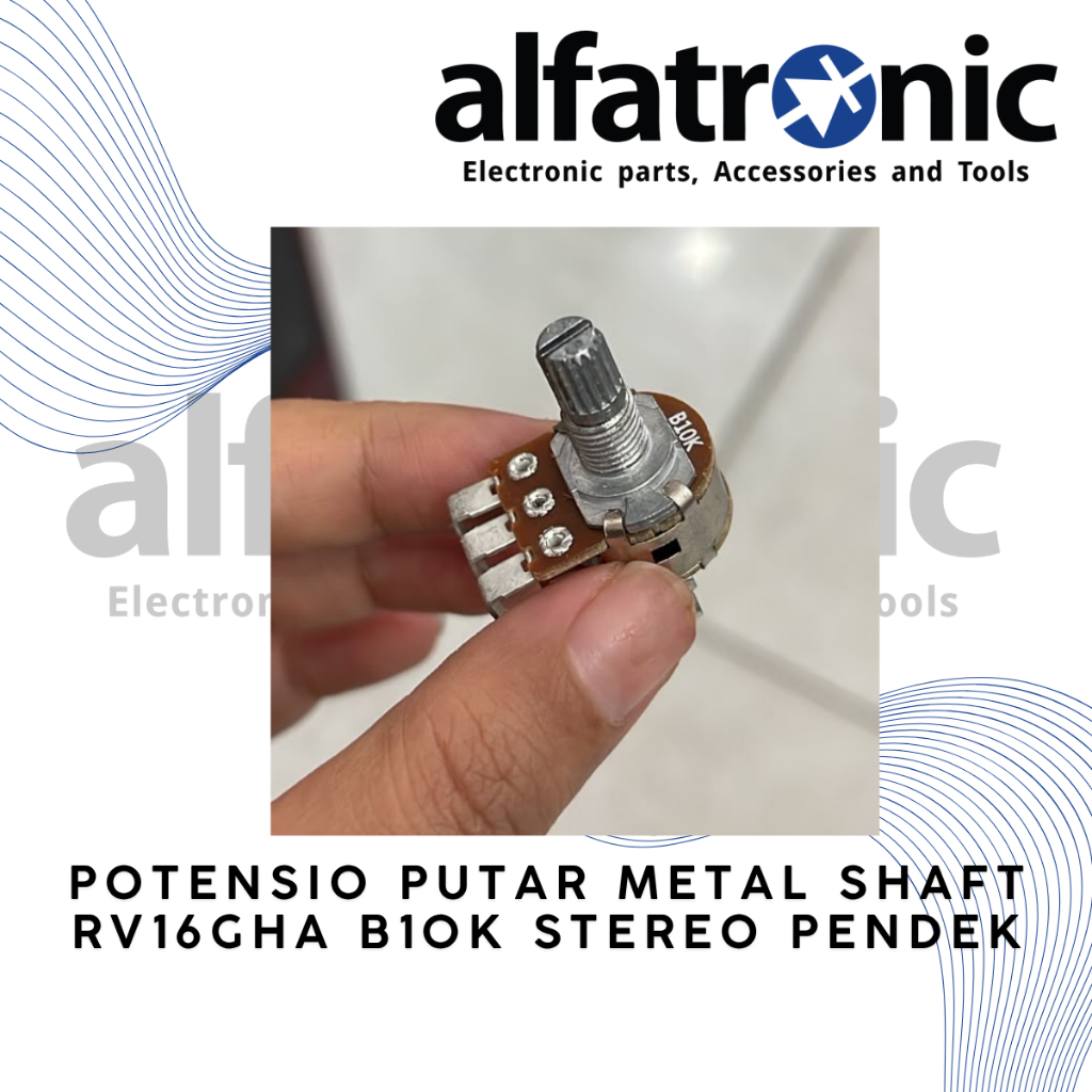 POTENSIO PUTAR METAL SHAFT GH RV16GHA B10K STEREO 6 PIN thumbnail 3